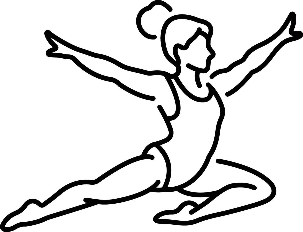 A line icon of gymnastic woman doing power jump vector