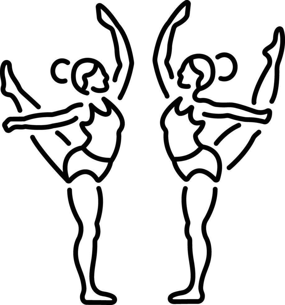 A line icon of gymnastic women vector