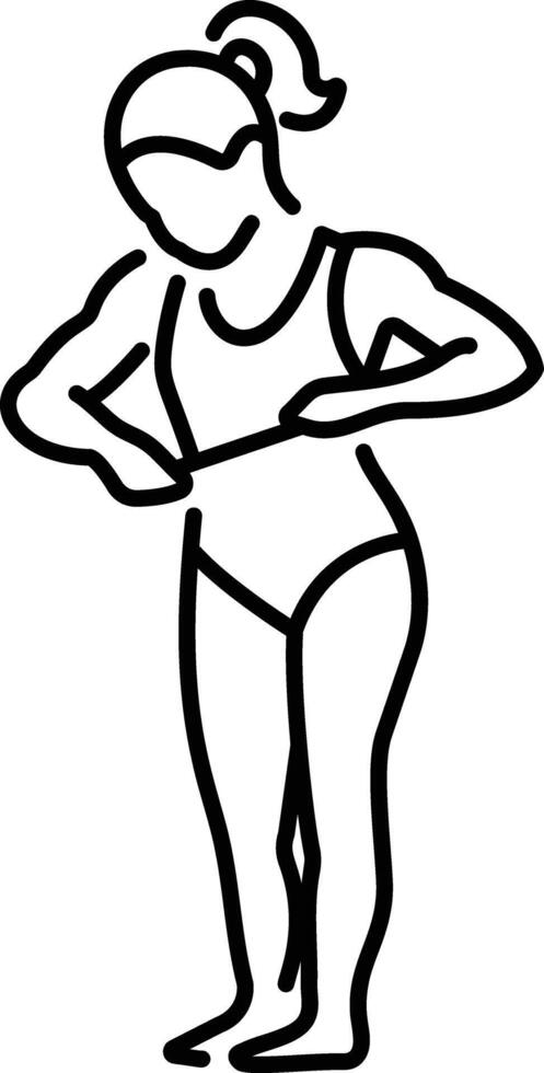 Female leotard fitting icon in linear style vector