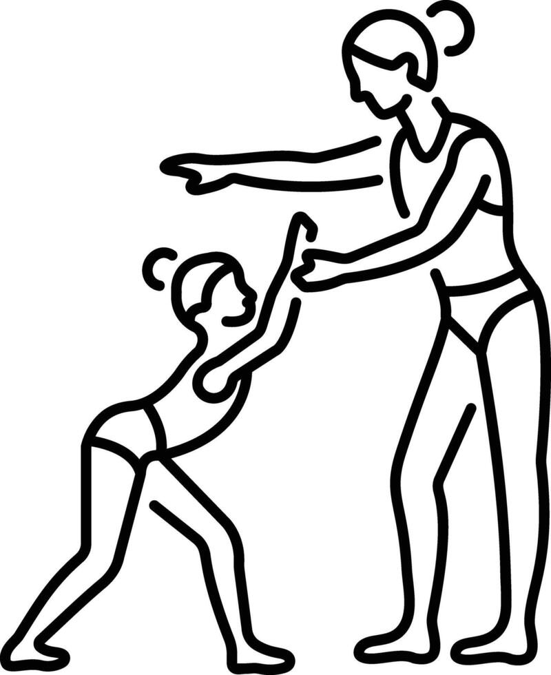 A female athlete train her gymnastic student vector