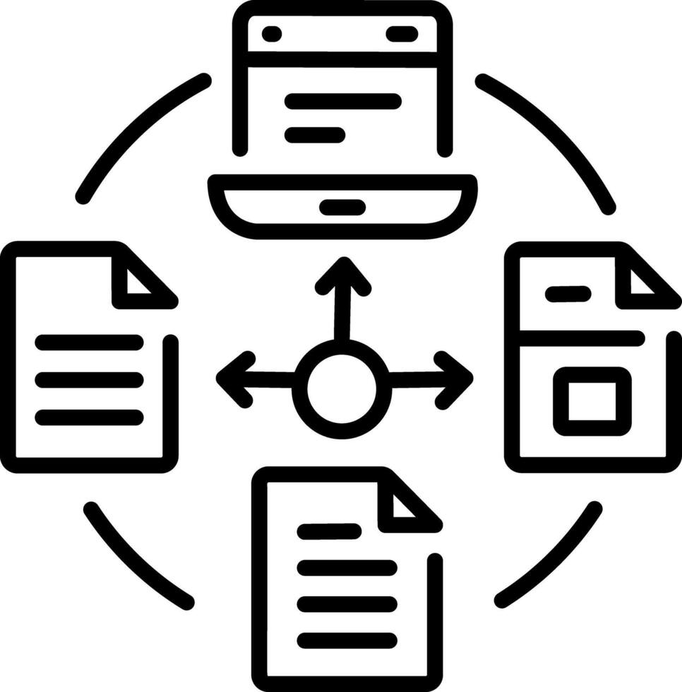 Information flow icon in linear style vector