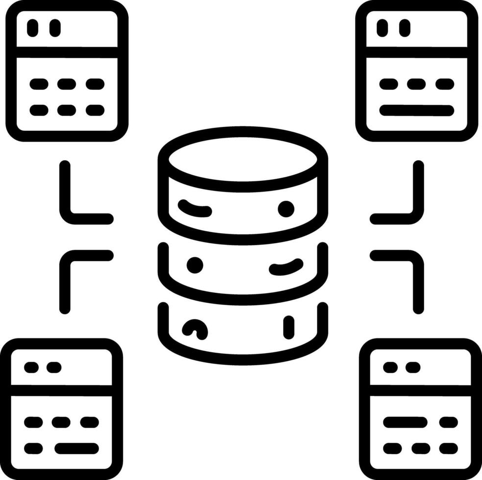 A line style icon of multi database vector