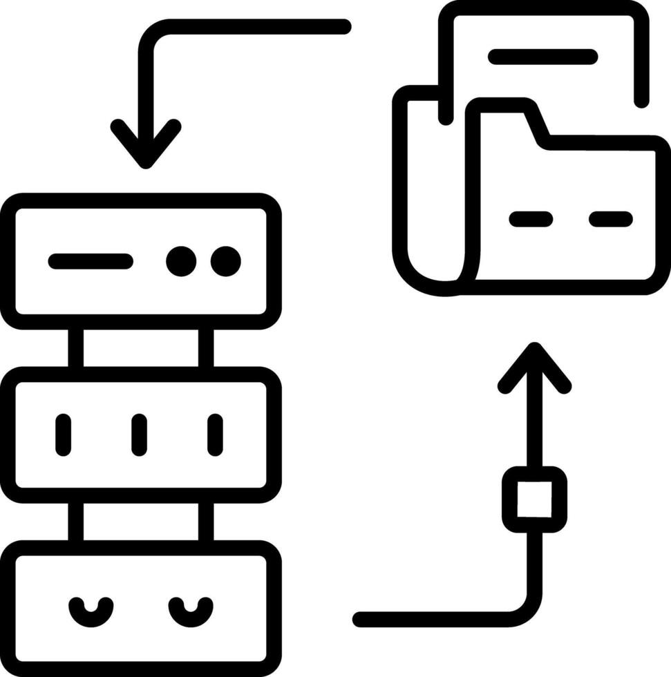 un línea estilo icono de datos migración vector