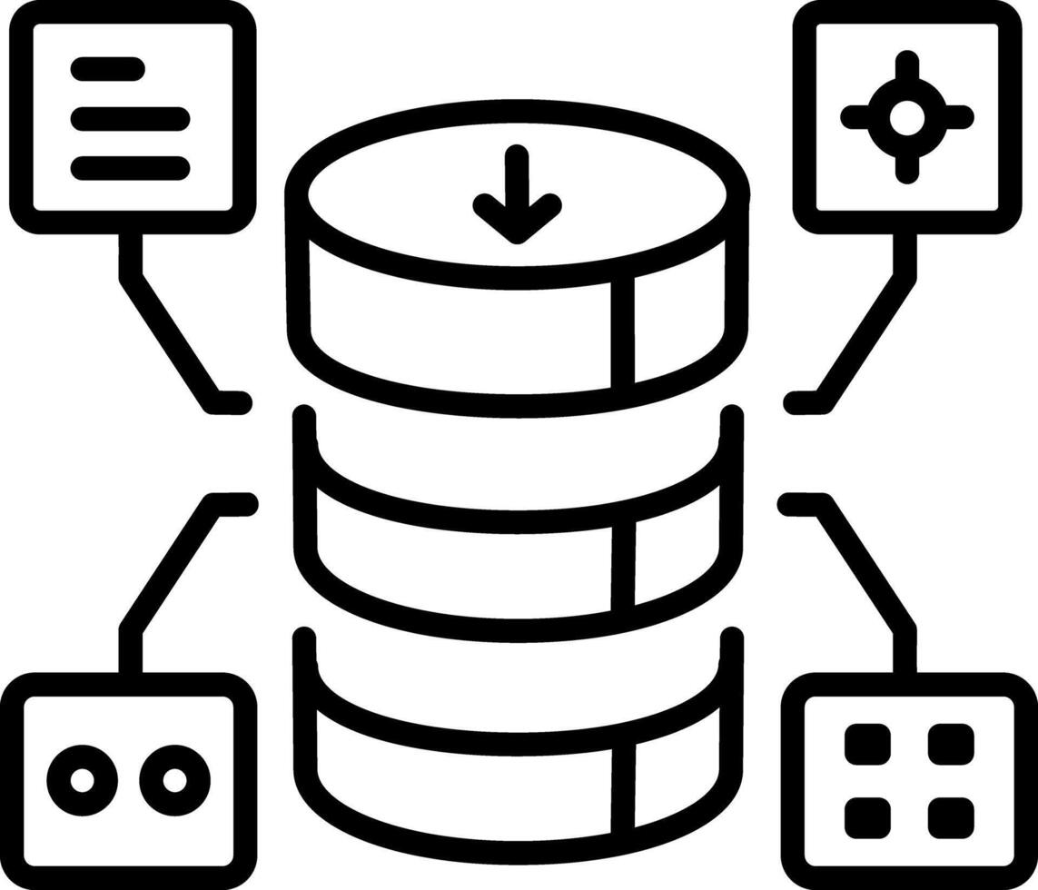 Cache database icon in line style vector