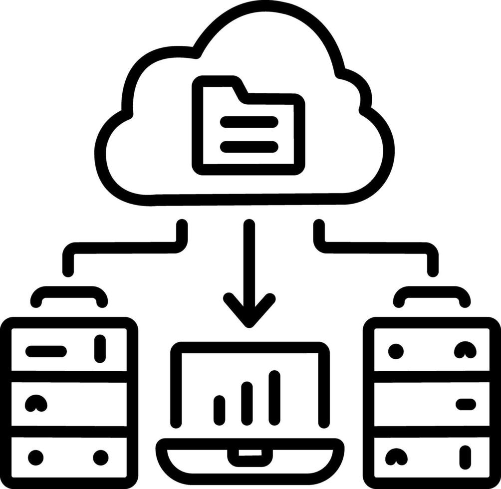 A line style icon of cloud system vector