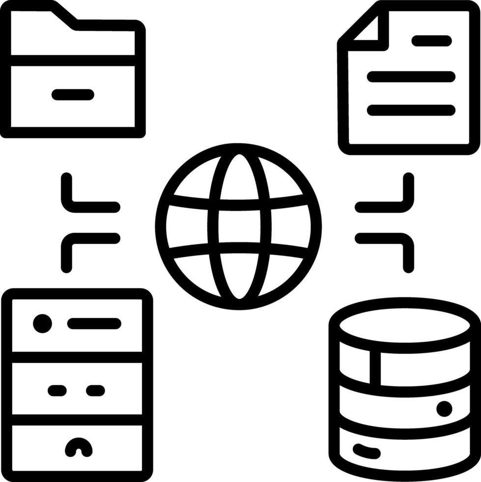 Global data icon in linear style vector