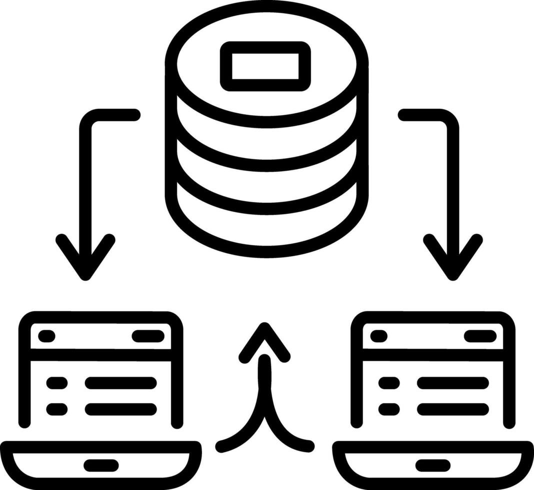 A linear icon of data backup process vector