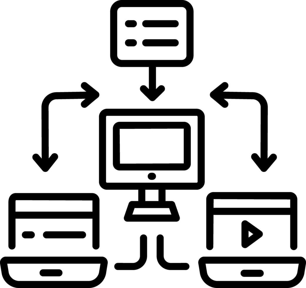 A line style icon of data migration vector