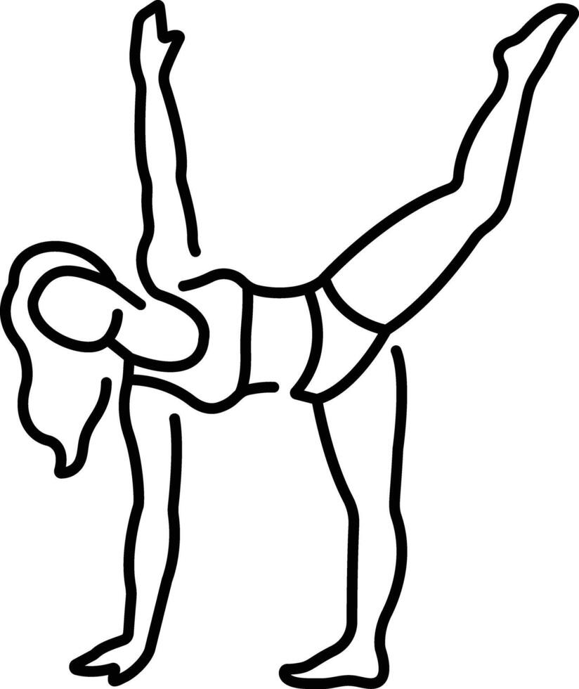 A line icon of a woman doing a yoga pose vector
