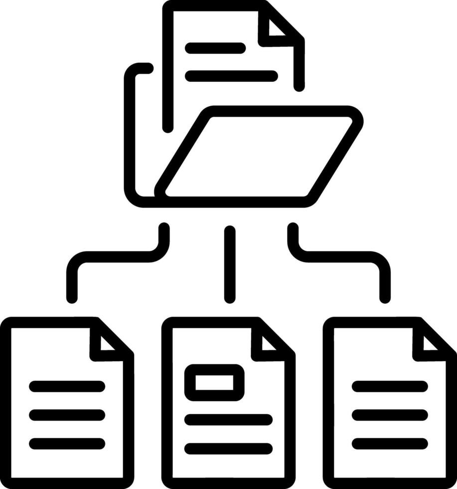 A linear icon of data folder have different files vector