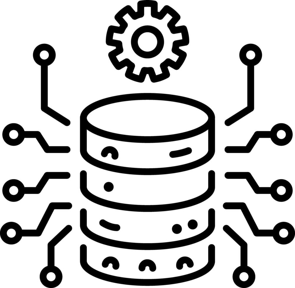 A line style icon of central database vector