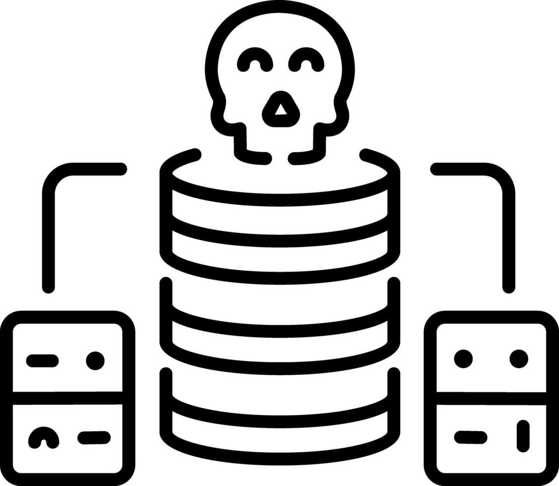 Database hacking icon in line style vector