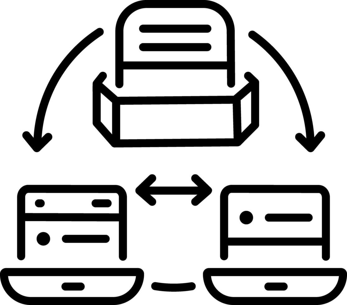 A linear style icon of data duplication vector