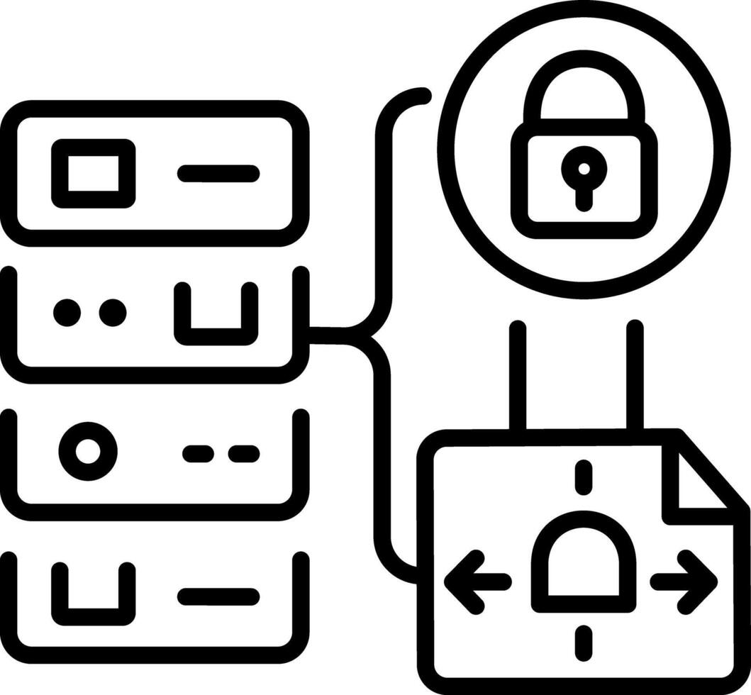 A linear icon of data backup encryption vector