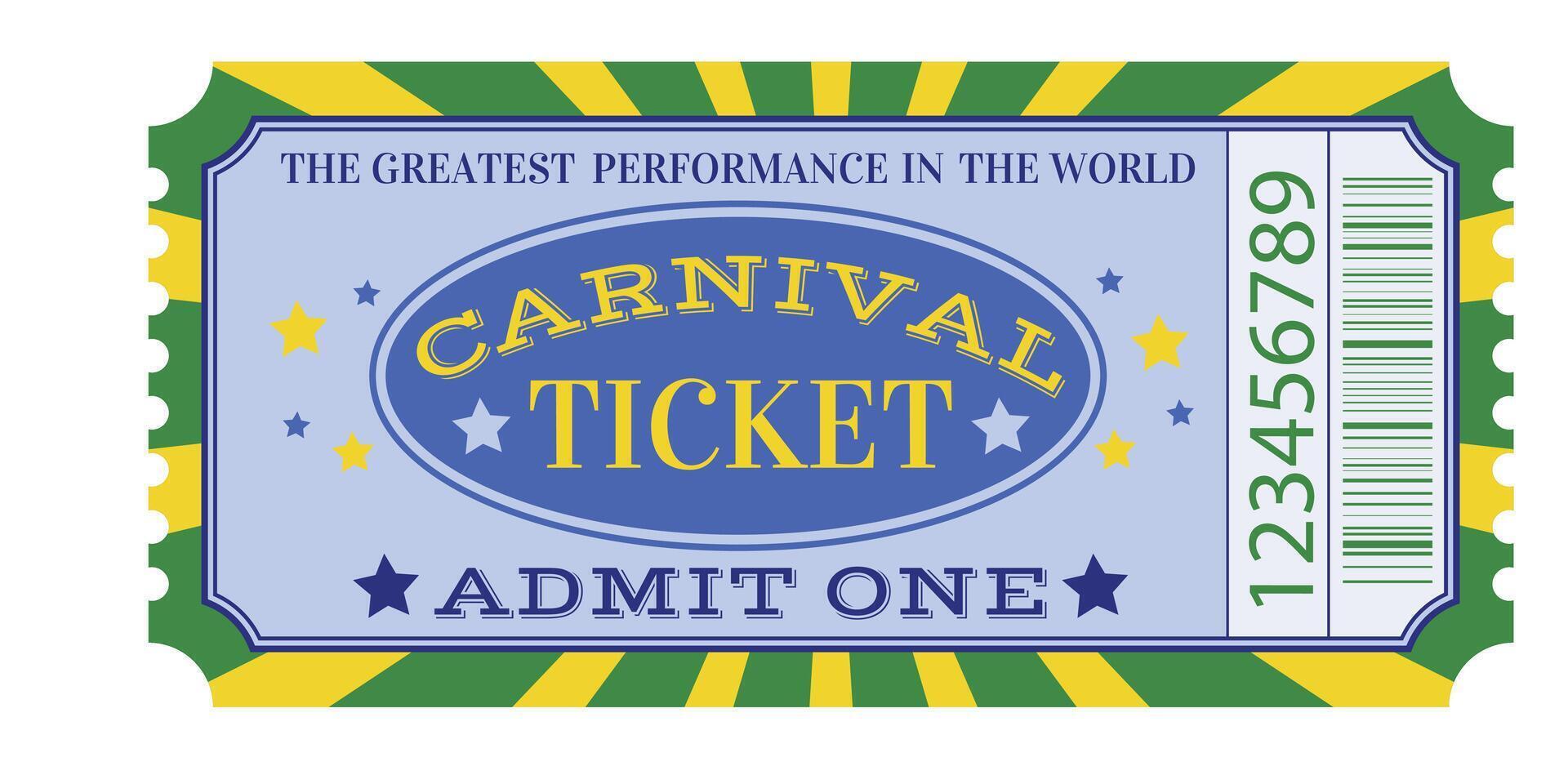 Carnival ticket for one person. vector