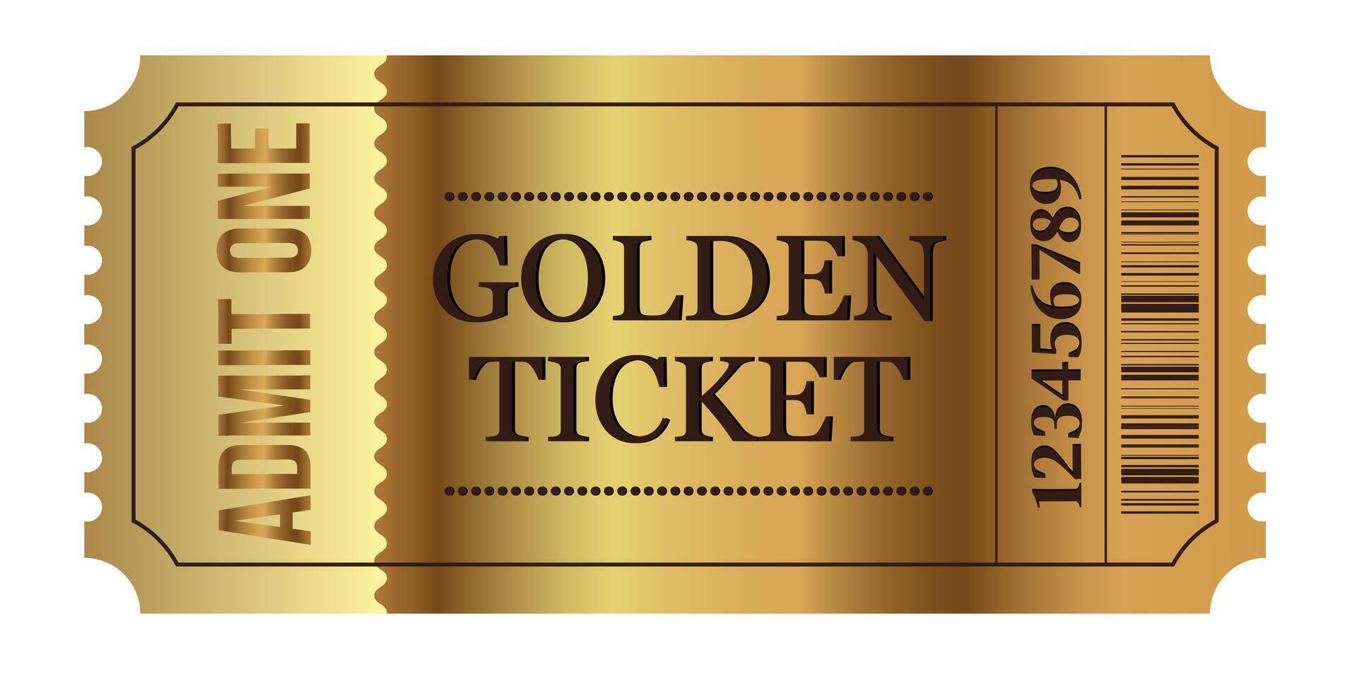 Golden ticket for one person. vector