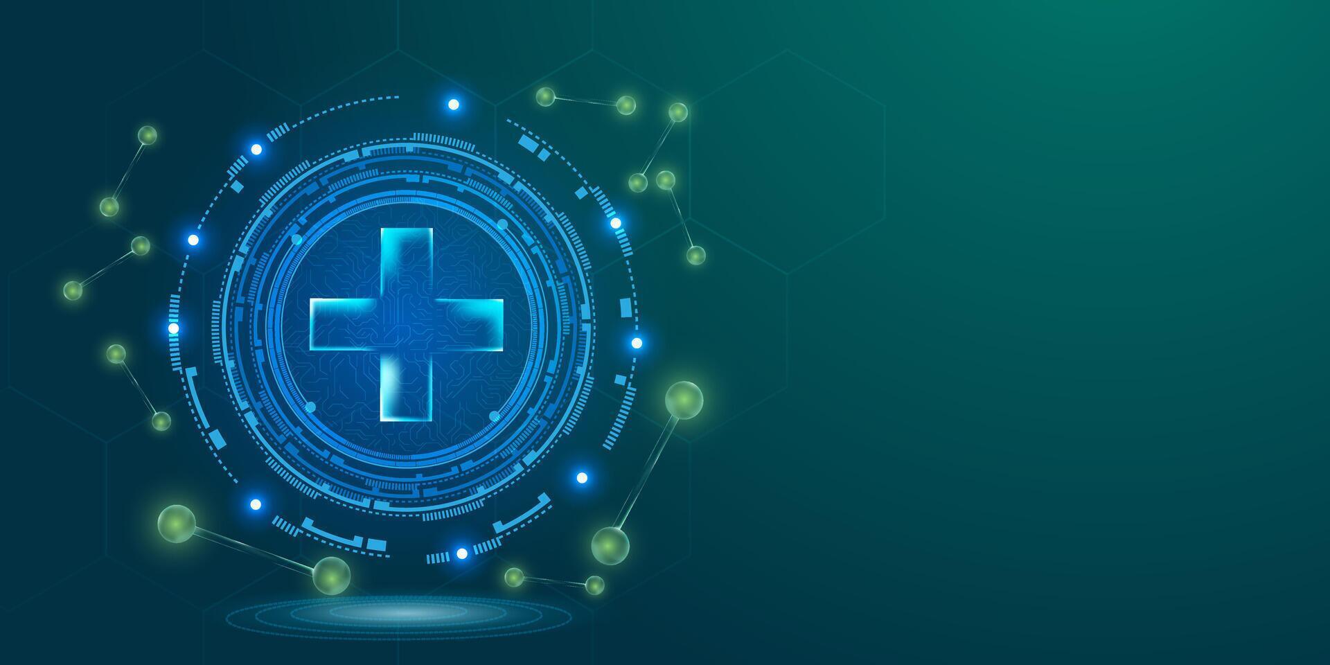 medical technology background blue and green futuristic. vector