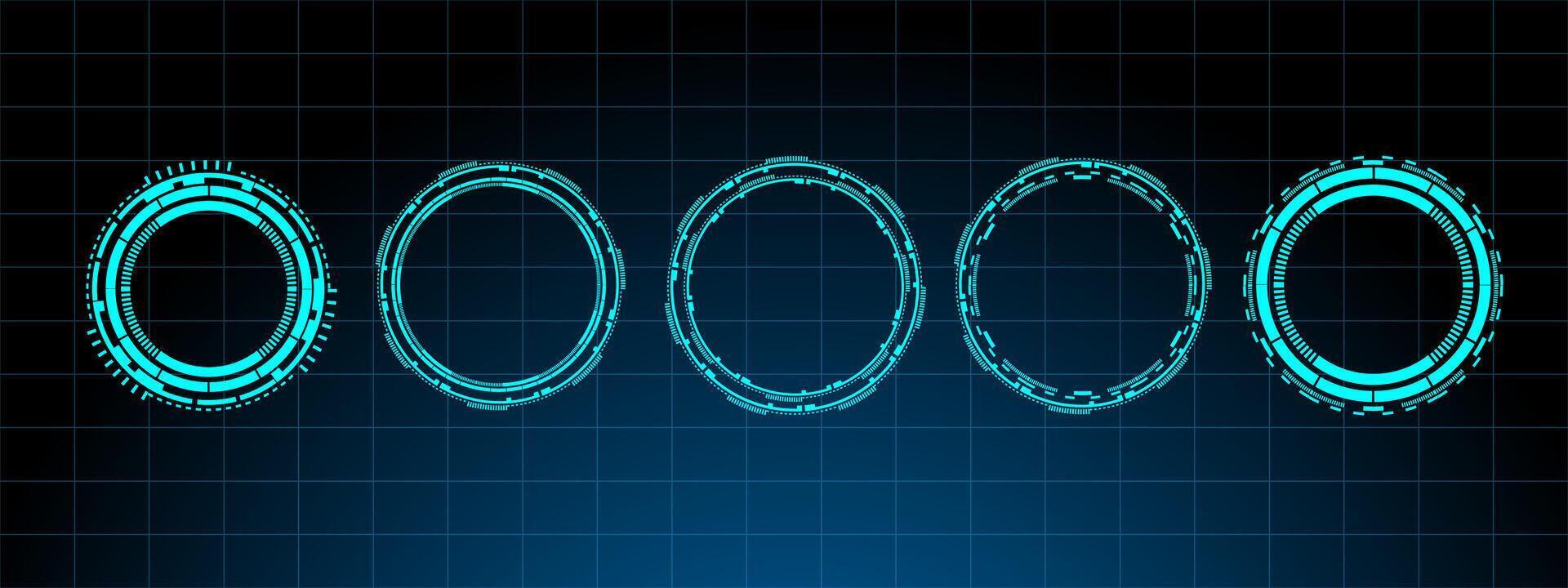 Set circle technology sci-fi and futuristic frame editable vector