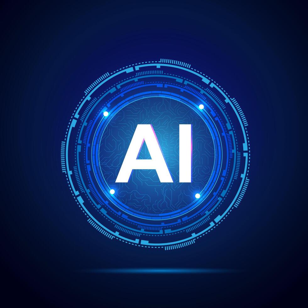 illustration artificial intelligence background or AI logo blue futuristic technology vector