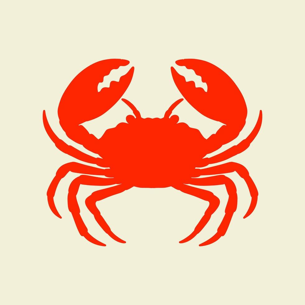 red crab silhouette isolated on color background. seafood logo, mascot, icon vector
