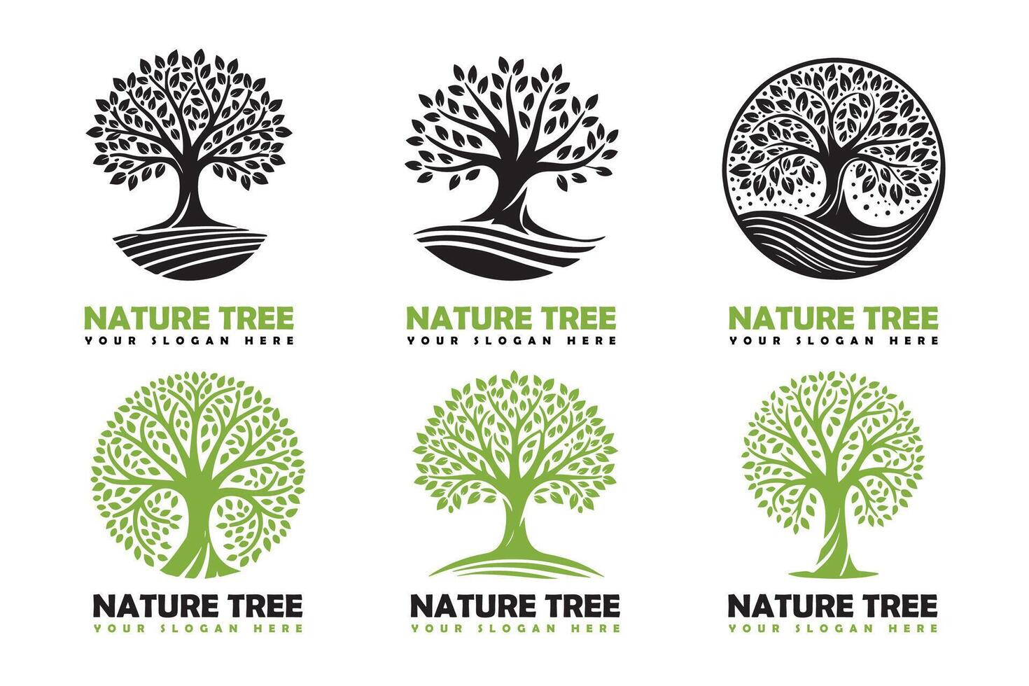Tree Nature logo silhouette illustration Design vector