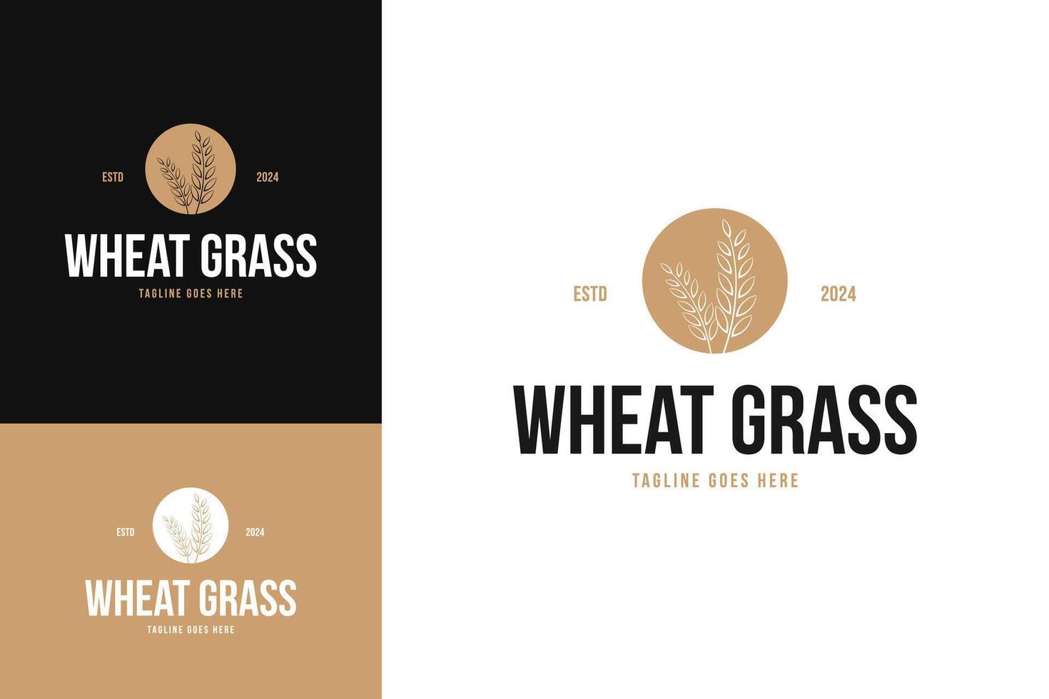 Circle flat wheat grass logo design template illustration vector