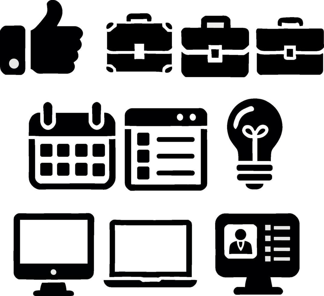 Set of Business and Technology Icons Including User Interface Elements for Office Use vector