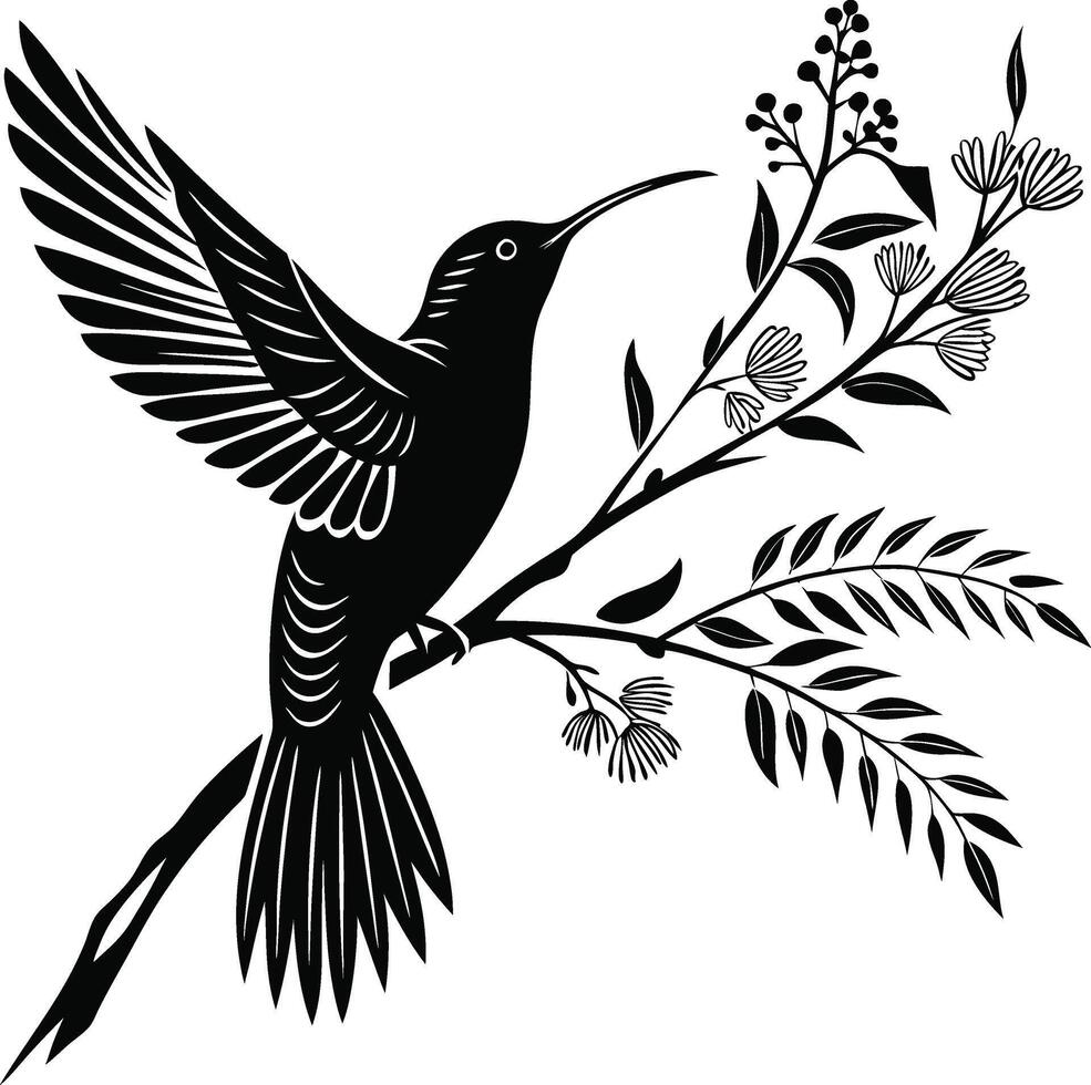 Hummingbird silhouette on a white background vector