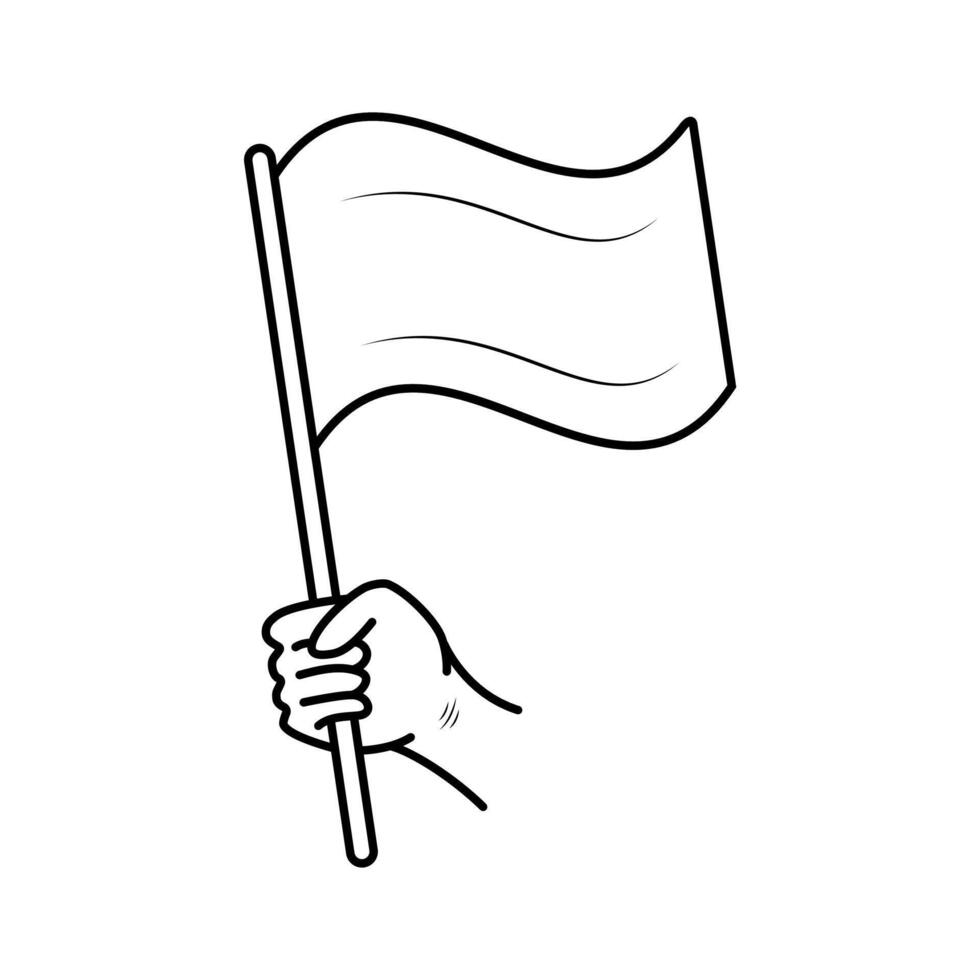 Waving flag. Flat outline icon illustration isolated on white background. vector