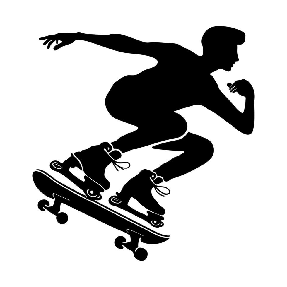 Silhouette of skateboarder for extreme sports projects. vector