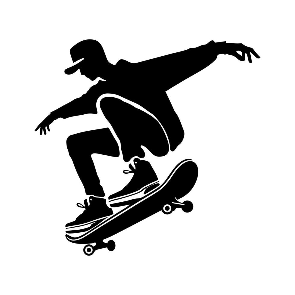 Skateboarding silhouette for sports graphics. vector