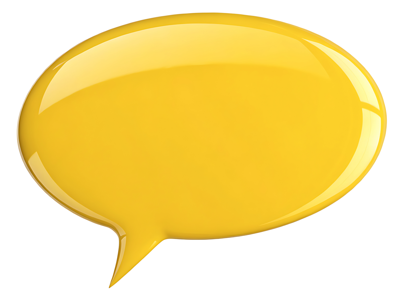 A 3D glossy, yellow speech bubble png