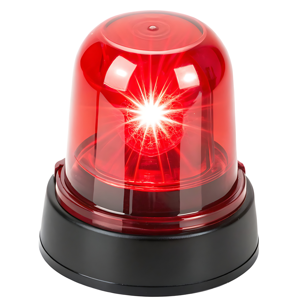 Bright Red Emergency Warning Light with Flashing Effect png