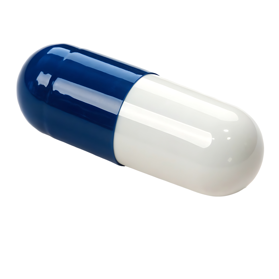 A single blue and white capsule pill png