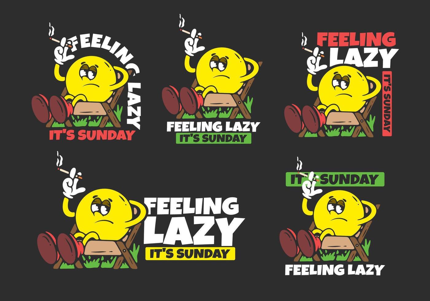 Feeling lazy. Ball head character relax on the chair illustration vector