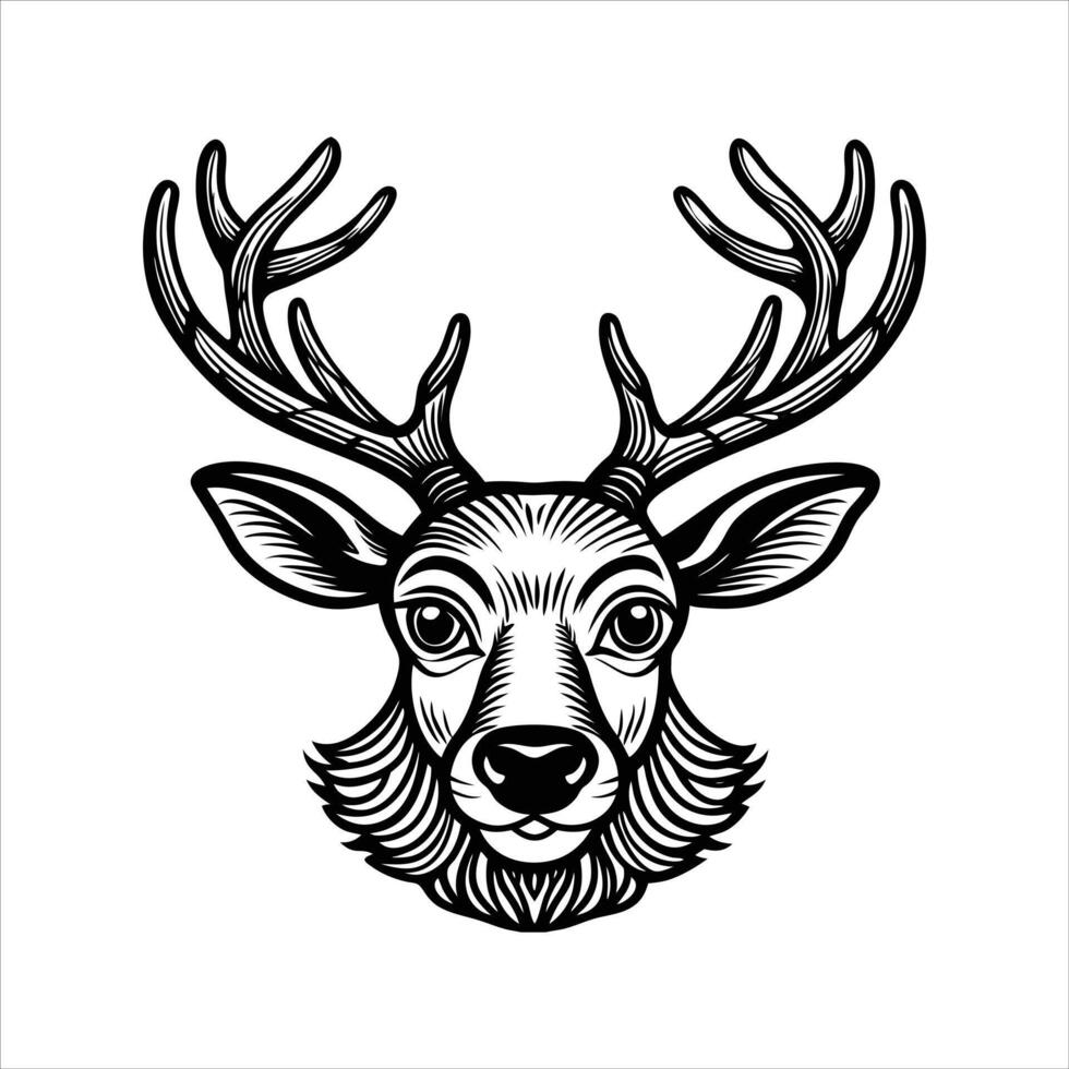 Minimalist Reindeer Face vector