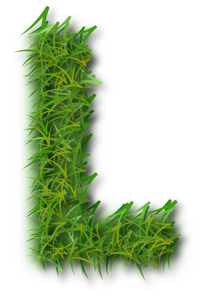 A grass letter l with green leaves png