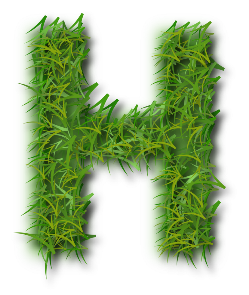 A green grass letter h with grass on it png