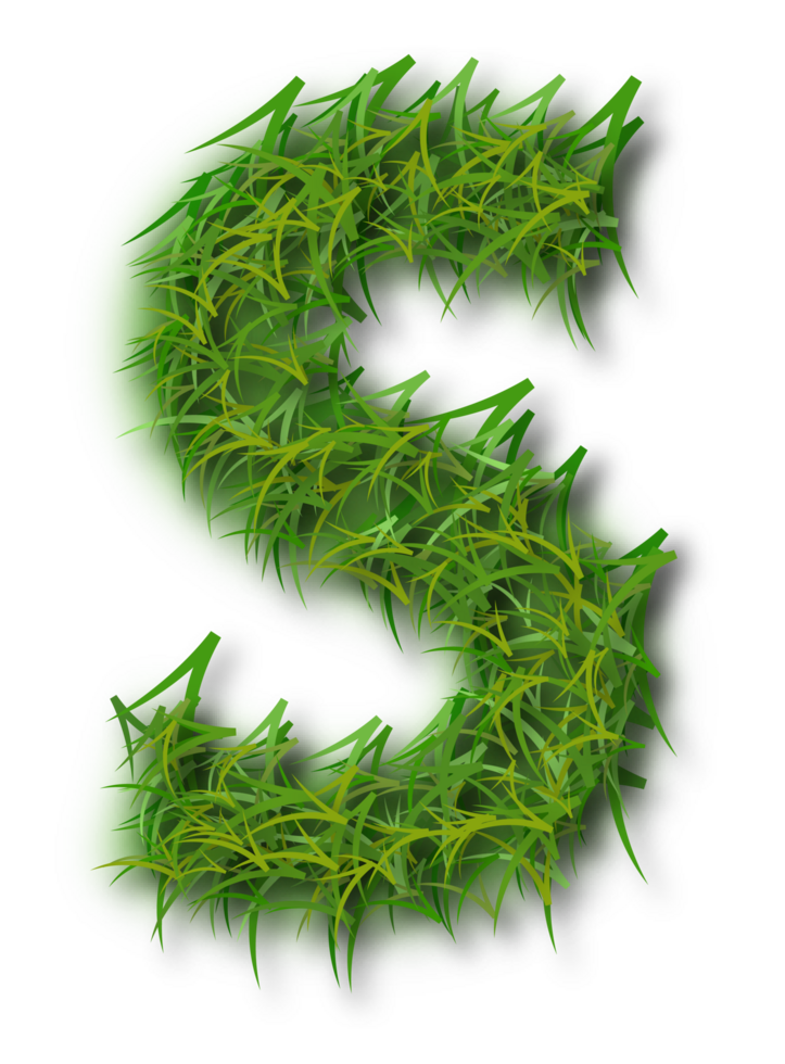 A green grassy letter s with leaves png