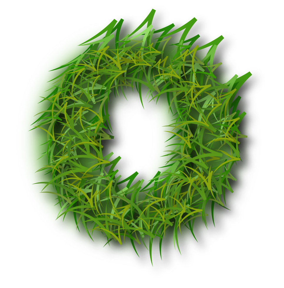 A green grass wreath with the letter o png