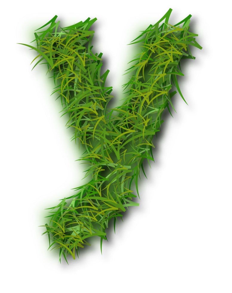 A green letter y with grass growing around it png