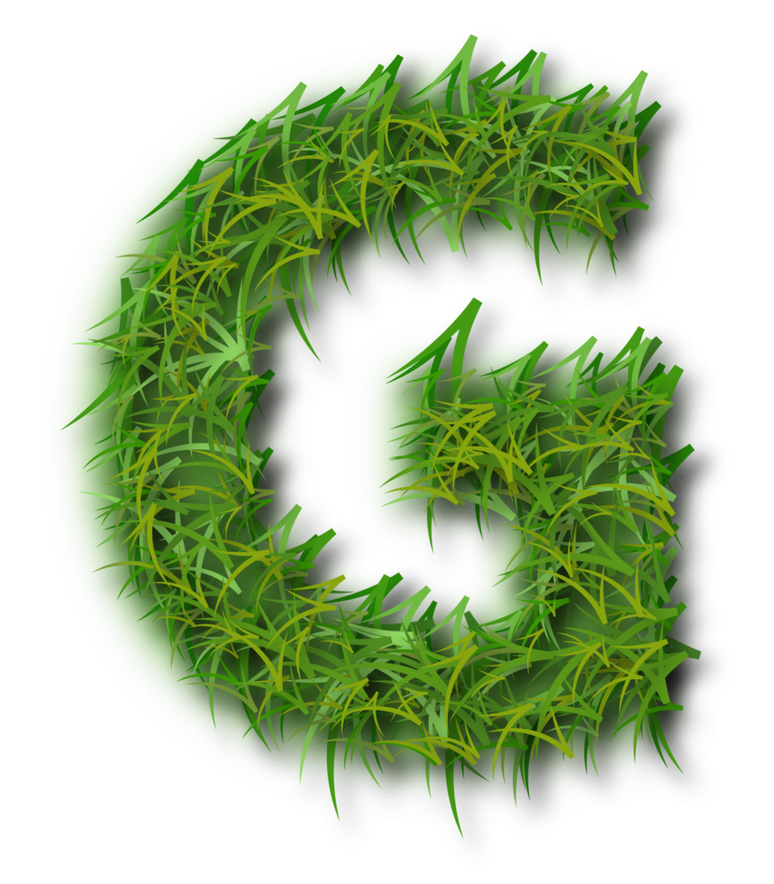 A green grass letter g with leaves png
