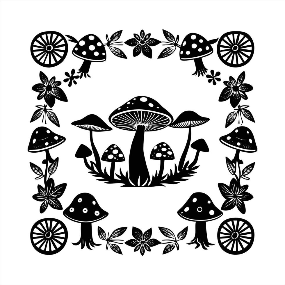 Decorative Borders Mushroom vector