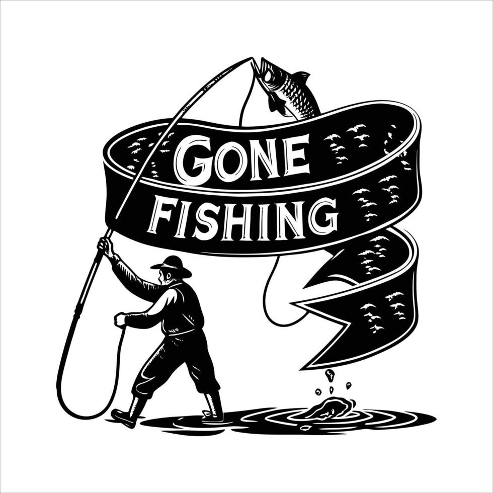 Gone Fishing Mortimer vector