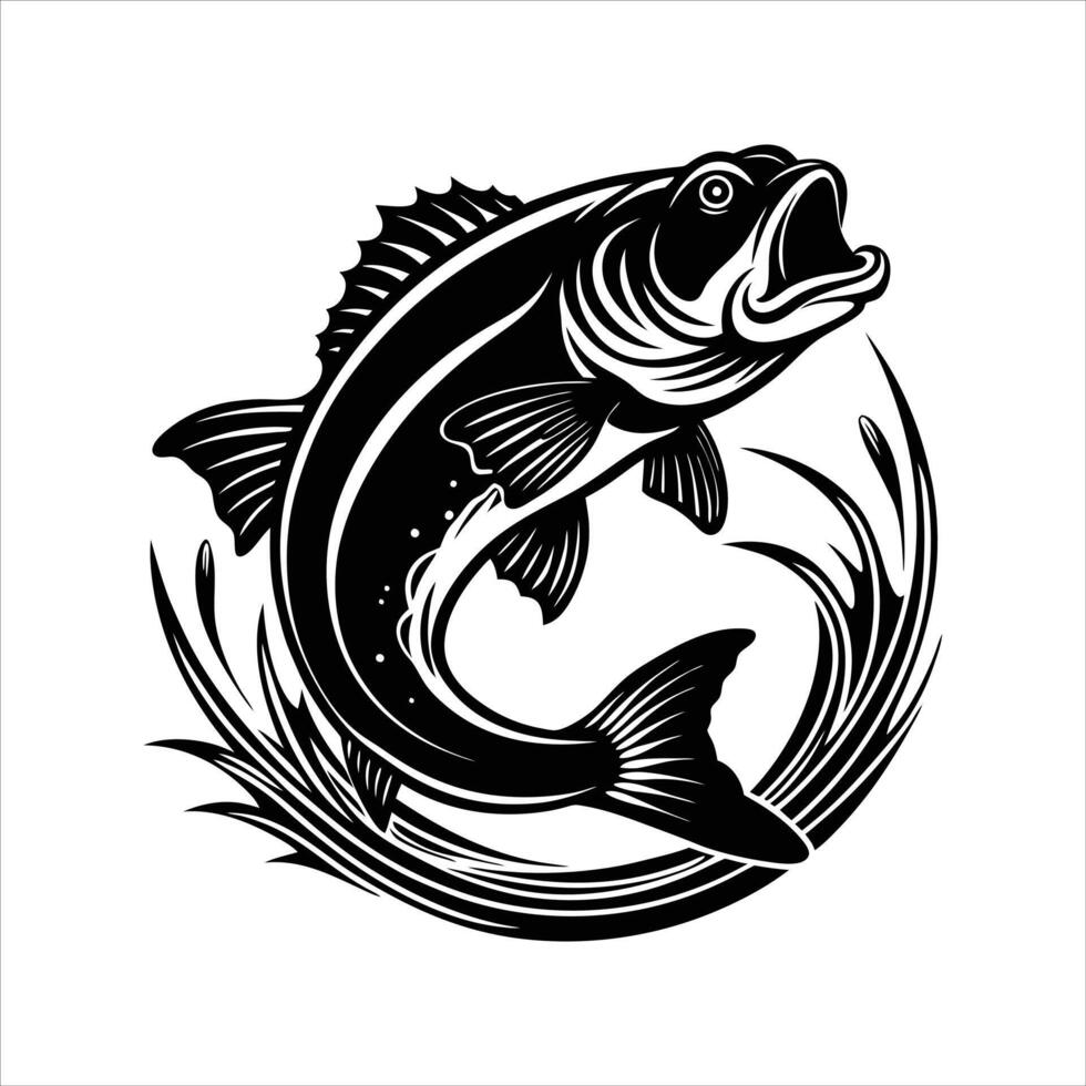 Bass Fish Jumping Of Water vector