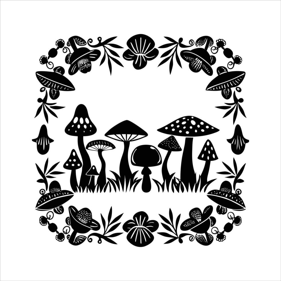 Decorative Borders Mushroom. vector