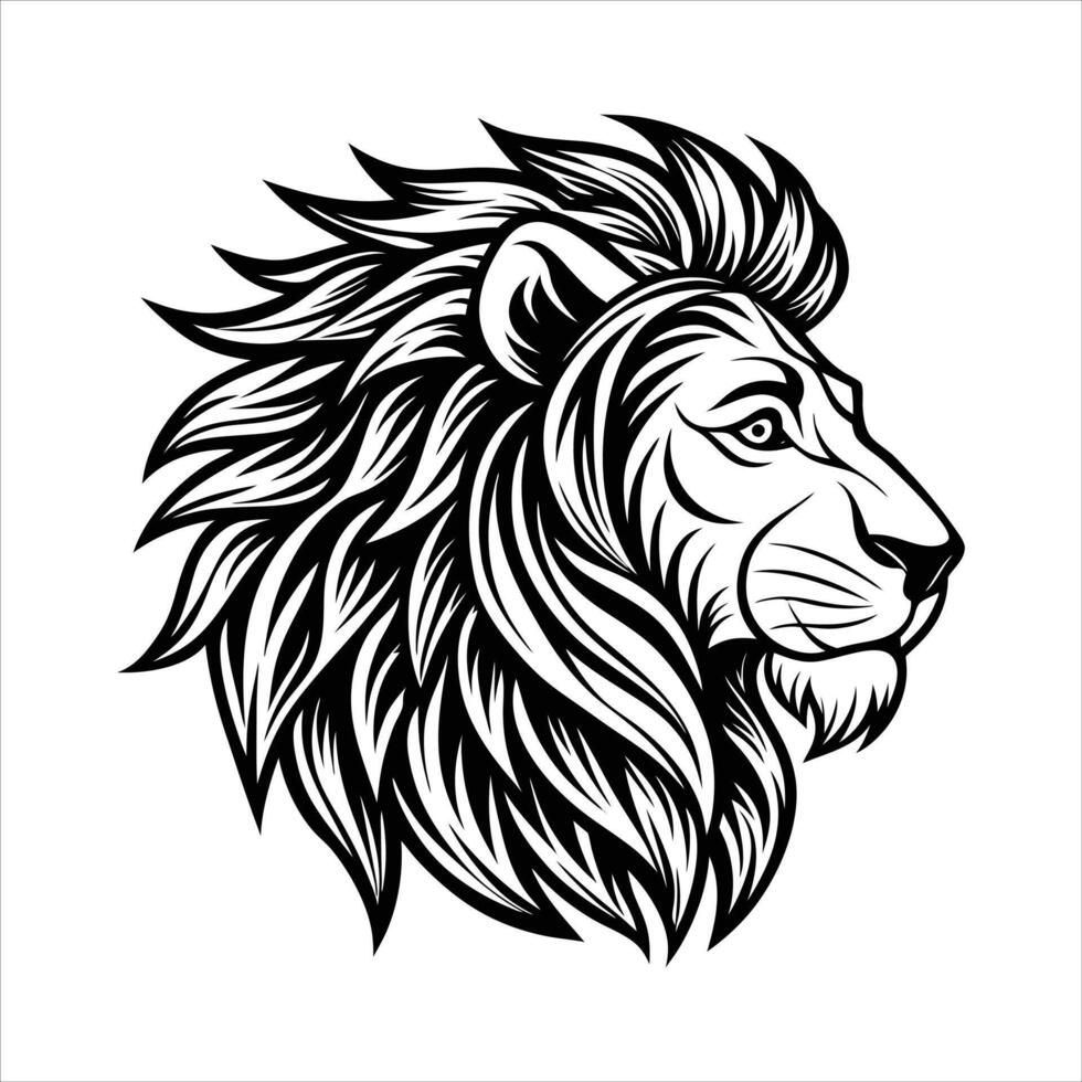Lion Head Profile . vector