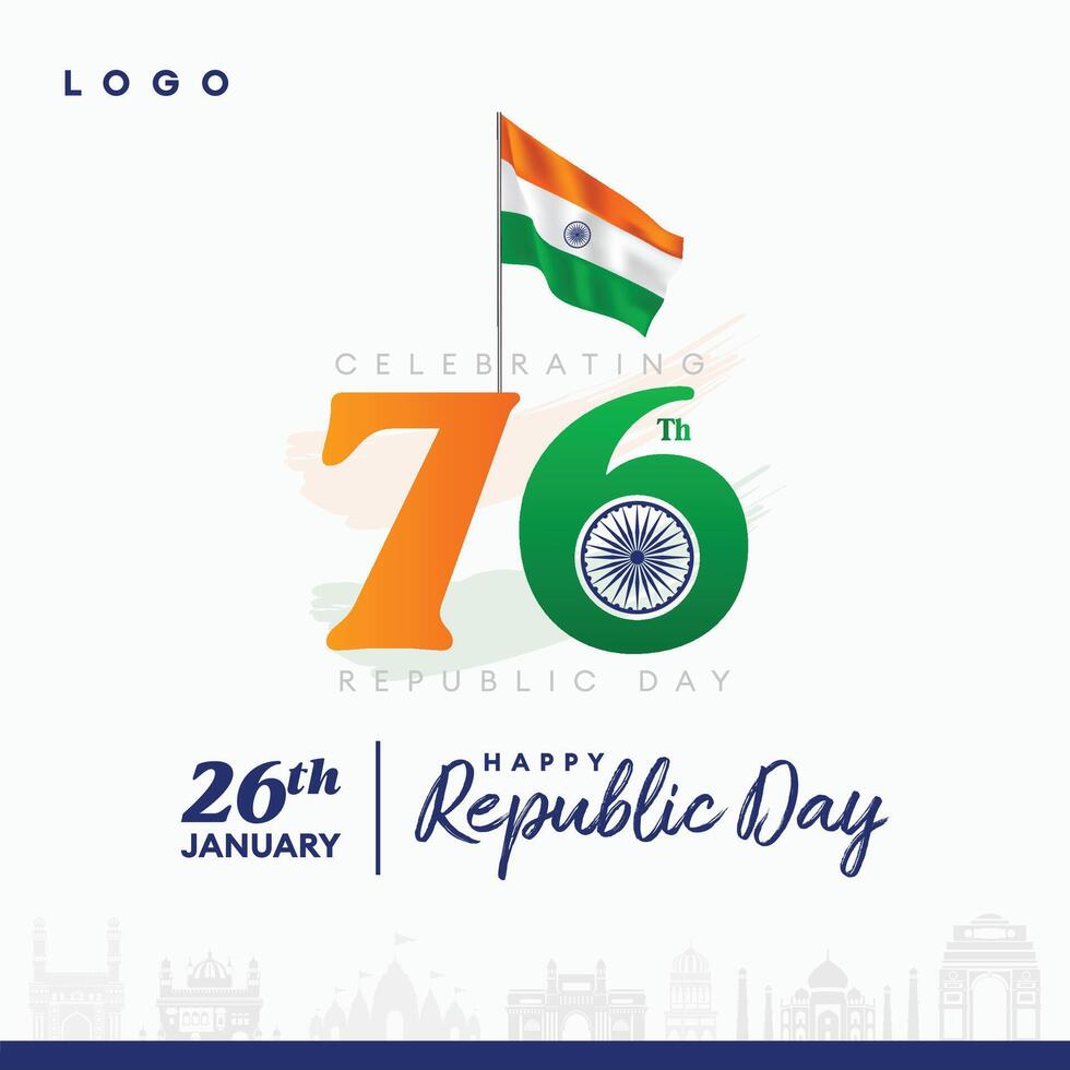 Celebrate India's 76th Republic Day with this clean and modern design vector