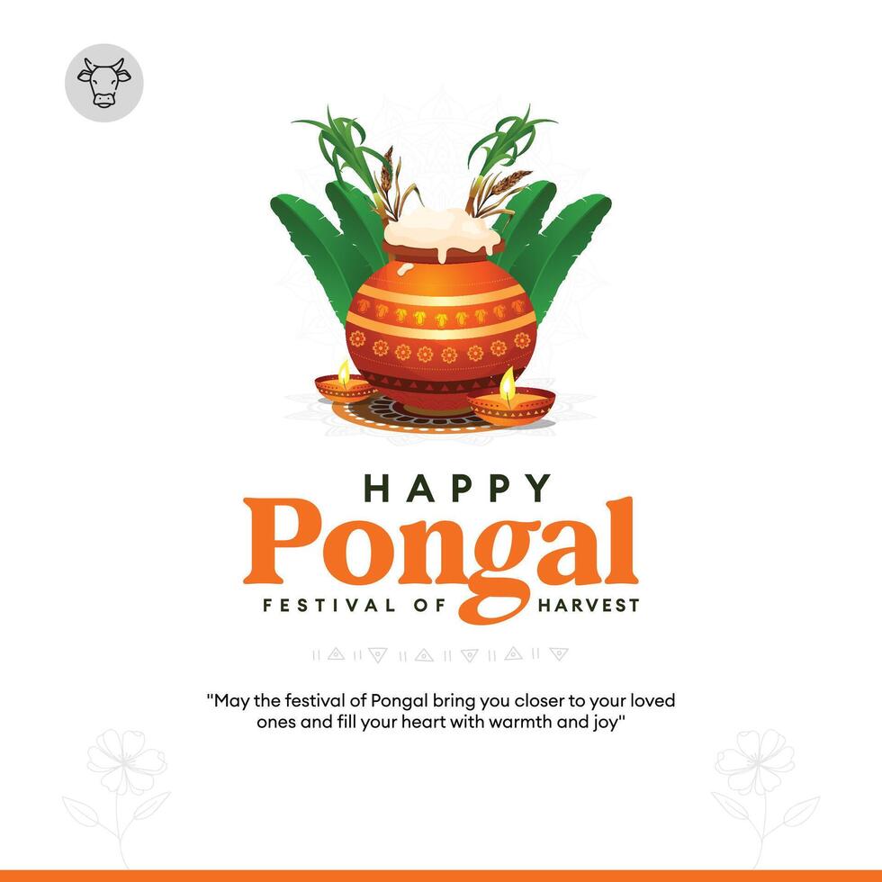 Happy Pongal Greeting Card Post with Traditional Pot and Festive Elements vector