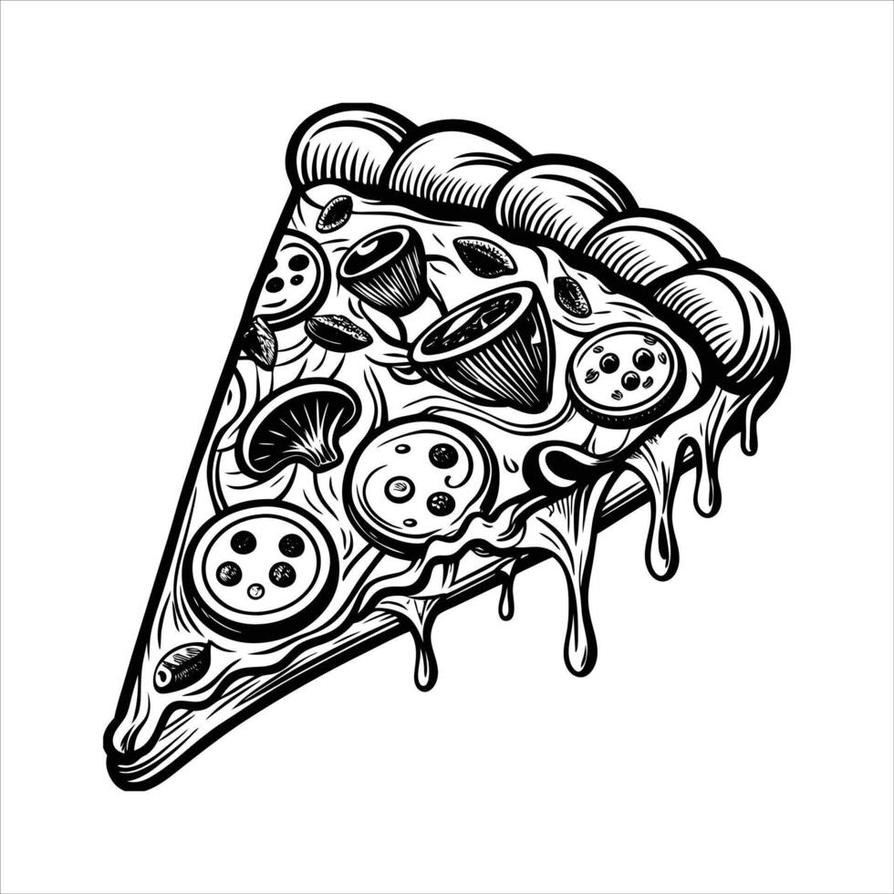 Mushroom Pizza Recipe vector
